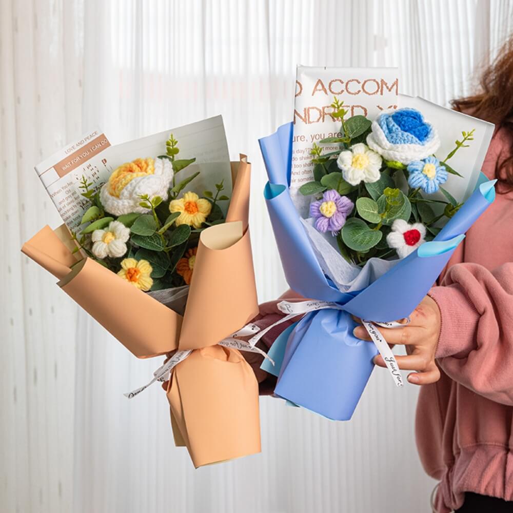 Eternal Artificial Crochet Flower Bouquets | BBJ WRAPS