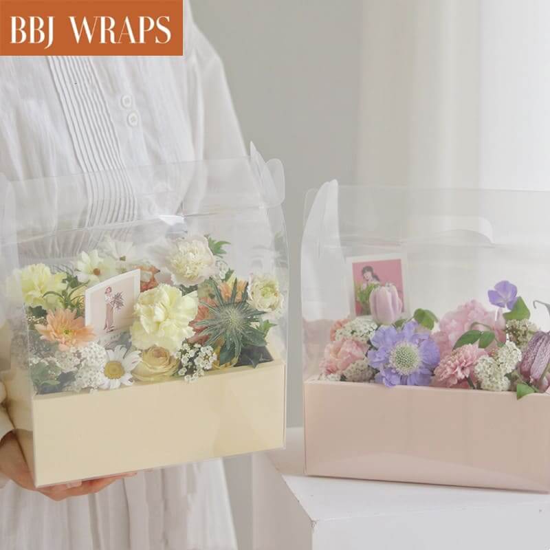 Flower Box Arrangements Gift Box with Clear PVC BagBBJ Wraps BBJ WRAPS