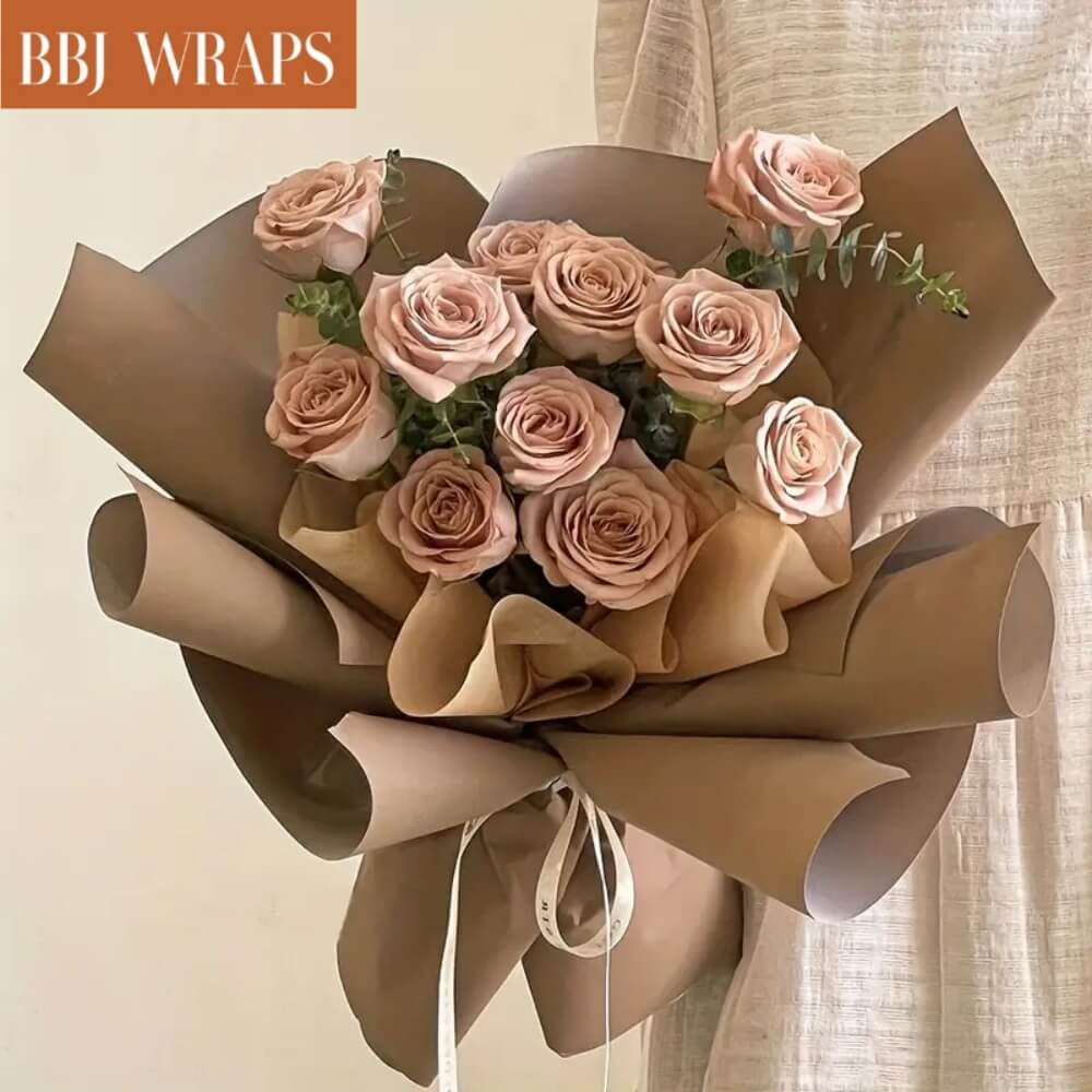 BBJ WRAPS Korean Flower Wrapping Paper Matte Black White Frame Floral  Bouquet Wrap for Florist Supplies, 23.6x23.6 Inch - 20 Sheets