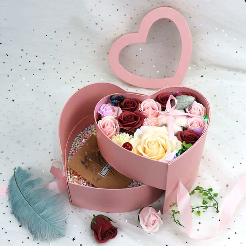 Double Layer Heart Shape Box for Flowers with Lids|BBJ Wraps – BBJ