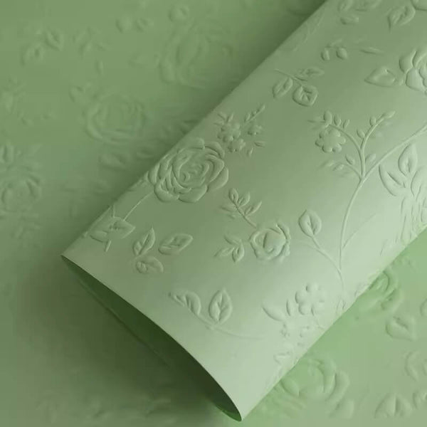 Embossed Rose Flower Wrapping Kraft Paper, 22.8 x 22.8 inch - 10 Sheets