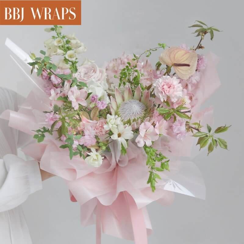 BBJ WRAPS Plastic Flower Wrapping Paper with Line Waterproof Floral Bouquet  Wrapping Paper for Florist Supplies on Valentine's, Mother's Day
