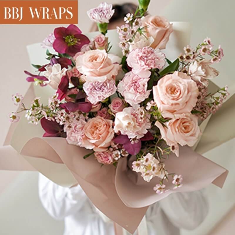 BBJ WRAPS Korean Style Double Colors Craft Paper Flower Bouquet Wrapping  Paper Floral Wraps Supplies, 20 Sheets, 23.6x23.6 inch (Pink)