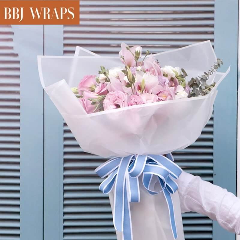Bbj Wraps Translucent Waterproof Flower Wrapping Paper, 20 Counts, 23.6x23.6 inch (Pink)