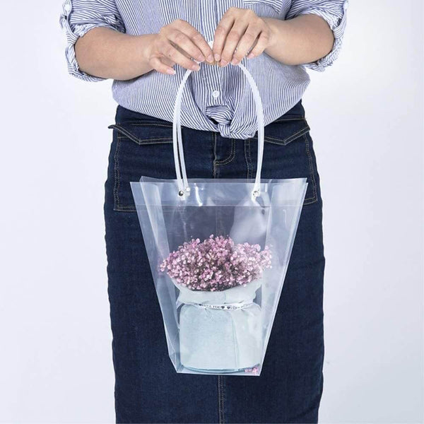 Clear Flower Bouquet Bags with Handle, 5 Pcs