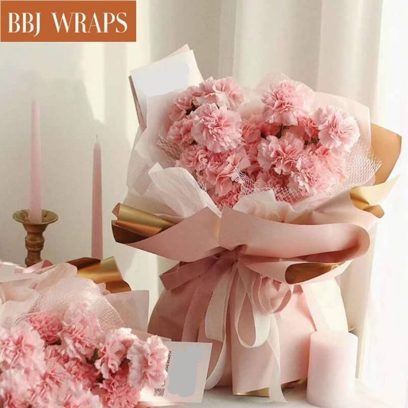 BBJ WRAPS Korean Style Double Colors Craft Paper Flower Bouquet Wrapping  Paper Floral Wraps Supplies, 20 Sheets, 23.6x23.6 inch (Pink)