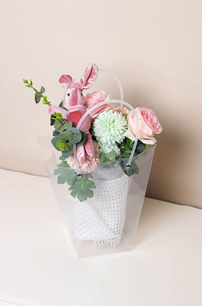 Clear Flower Bouquet Bags with Handle, 5 Pcs