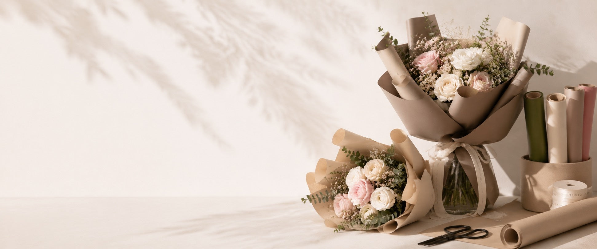 Art and kraft wrapping paper bouquet