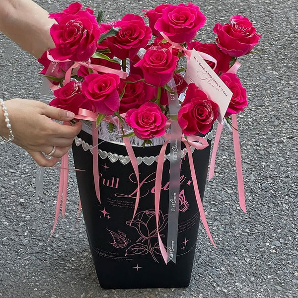 Romantic Flower Bouquet Hug Bag, 5.9 x 11.8 x 11.8 Inches – 1 Count