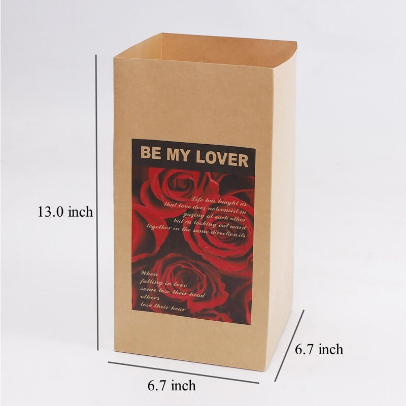 Waterproof Wrinkled Kraft Paper Flower Bouquet Bags, 6.7 x 6.7 x 13.8 Inches - 2 Counts