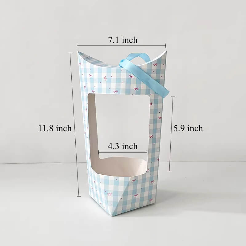 Sweet Plaid Flower Bouquet Bags with Handle Flower Tote Bags for Bouquets, 7.1 x 11.8 Inch - 3 Counts