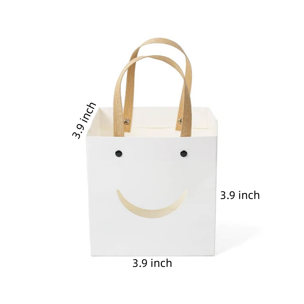 Smiling Face Thickened Flower Gift Paper Bags, 10 Counts