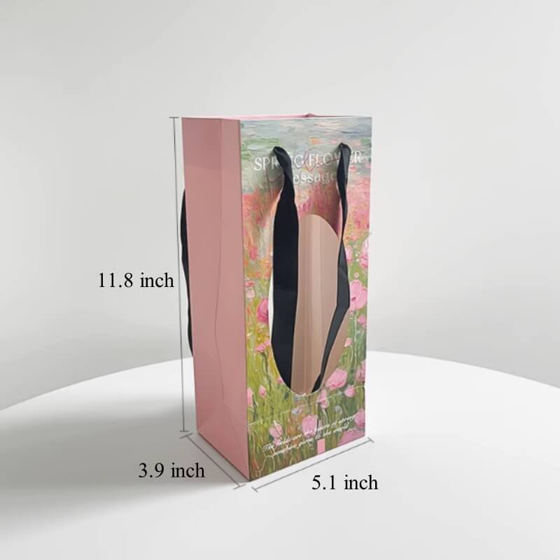 Secret Garden Flower Bouquet Gift Bag with Handle, 11.8×3.9×5.1 - 1 Count