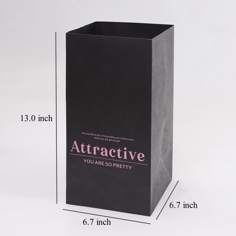 Waterproof Wrinkled Kraft Paper Flower Bouquet Bags, 6.7 x 6.7 x 13.8 Inches - 2 Counts