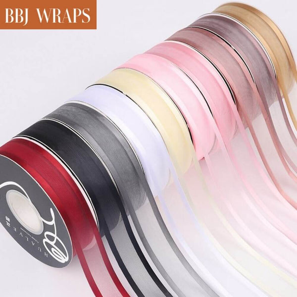 Sheer Solid Ribbon with Satin Edges for Flower Arrangements, 1.0 Inch ...