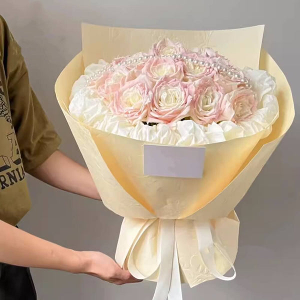 Wrapping Three Roses Embossed Rose Flower Wrapping Kraft Paper, 22.8 x 22.8 inch - 10 Sheet ...