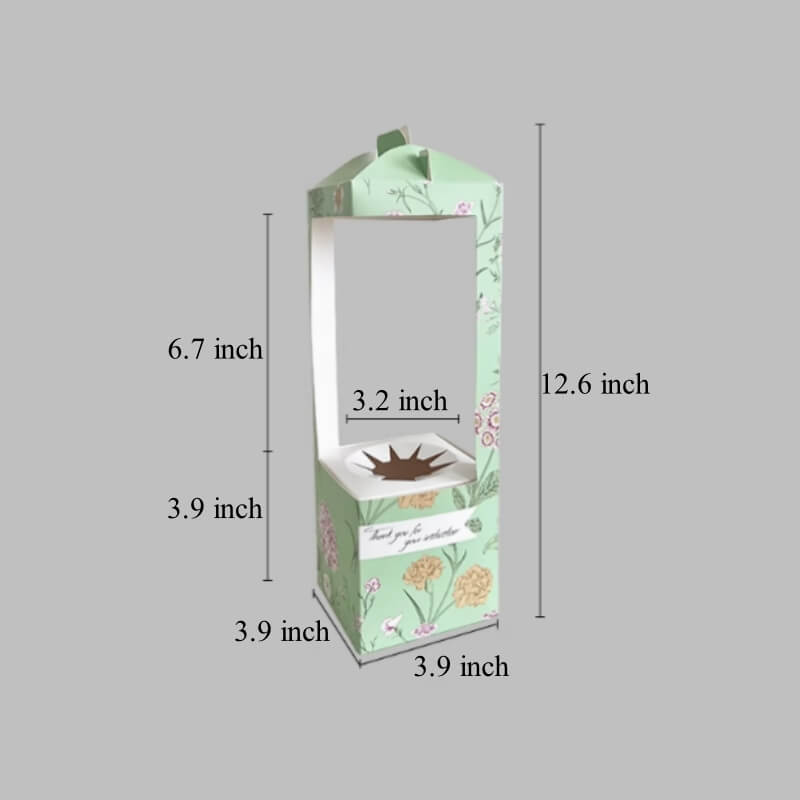 Flower Gift Wrapping Box with Panoramic Window, 3.9×3.9×12.6 Inch - 2 Counts