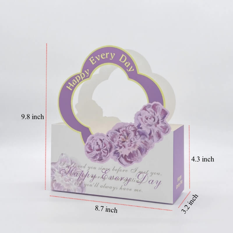 Flower Box for Arrangements with Floral Handle, 8.7 x 9.8 x2 Inches - 5 Counts