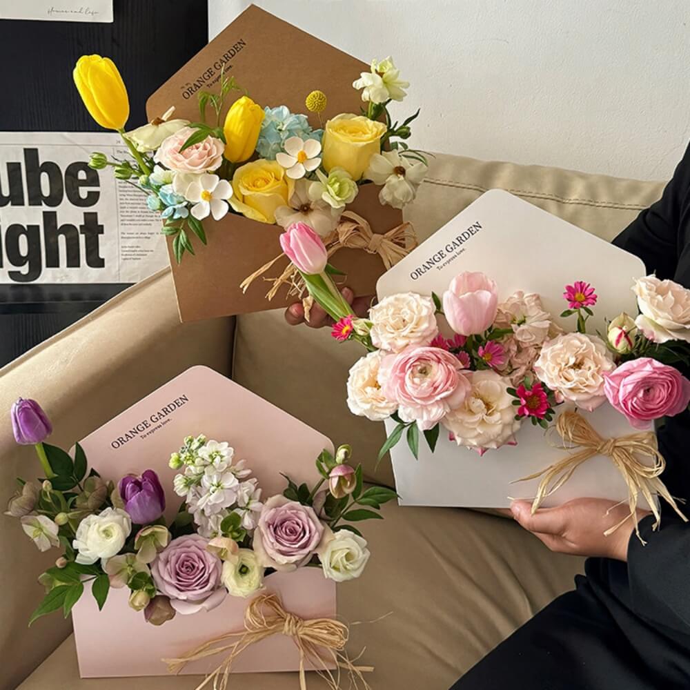 Envelope Flower Box for Arrangements, Solid Color Flower Gift Box & Fl ...