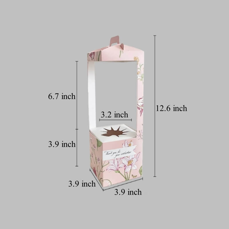 Flower Gift Wrapping Box with Panoramic Window, 3.9×3.9×12.6 Inch - 2 Counts