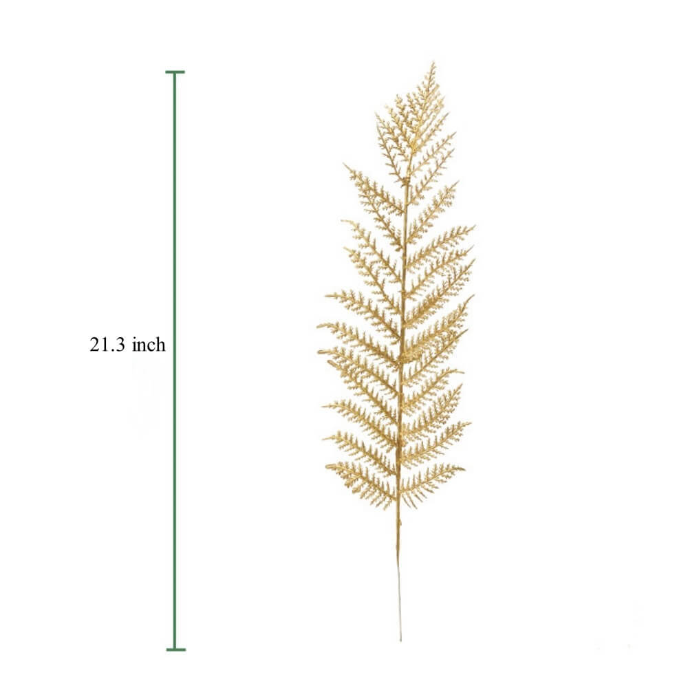Artificial Christmas Gold Leaf Branches Picks for New Year's Floral Arrangements and Wedding Decor, 10 Pcs