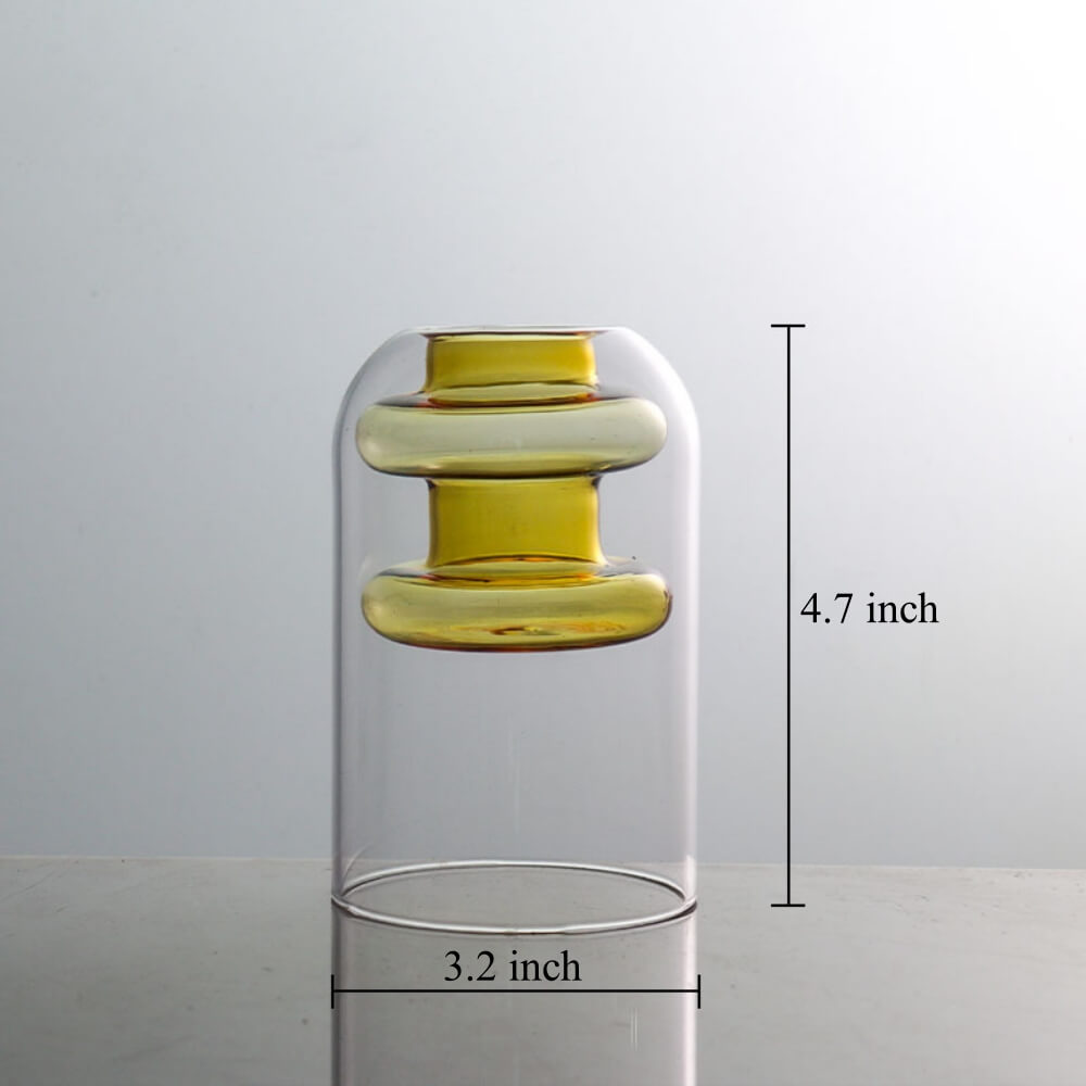 Transparent Colored Glass Vase for Hydroponic Plants Fresh Flower, 1 Pcs