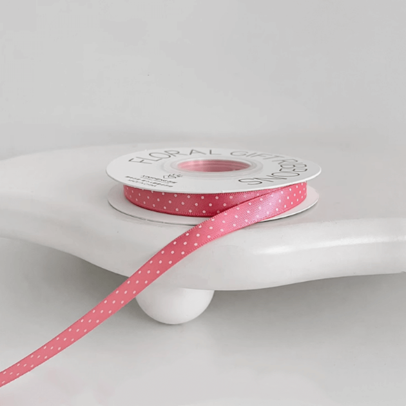 Double-Sided Polyester Dot Flower Ribbon, 0.4 Inch ×18 Yard - 1 Roll