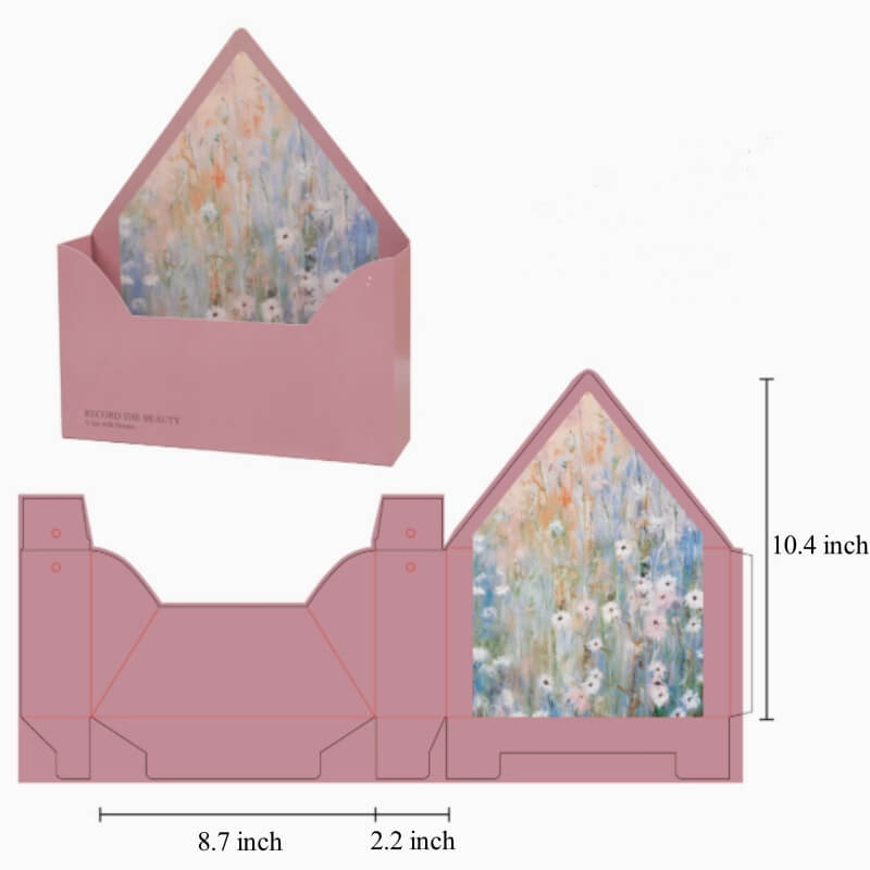 Envelope Flower Box for Florist Gift Arrangements on Weddings, Valentine’s Day, 8.7 x 2.2 x 10.4 Inches - 5 Counts