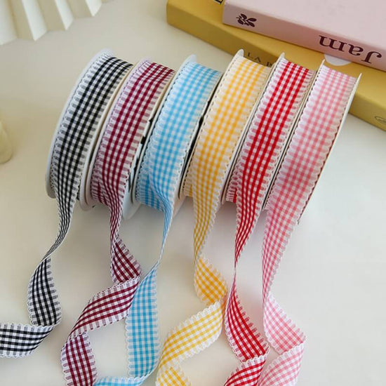Gingham Plaid Flower Ribbon for Fresh Flowers, Korean Style Bouquet Wrapping Supplies for Mother&