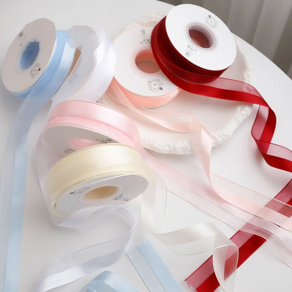 Fresh Ribbon Half Satin Half Gauze Ribbon for Craft Supplies | BBJ WRAPS
