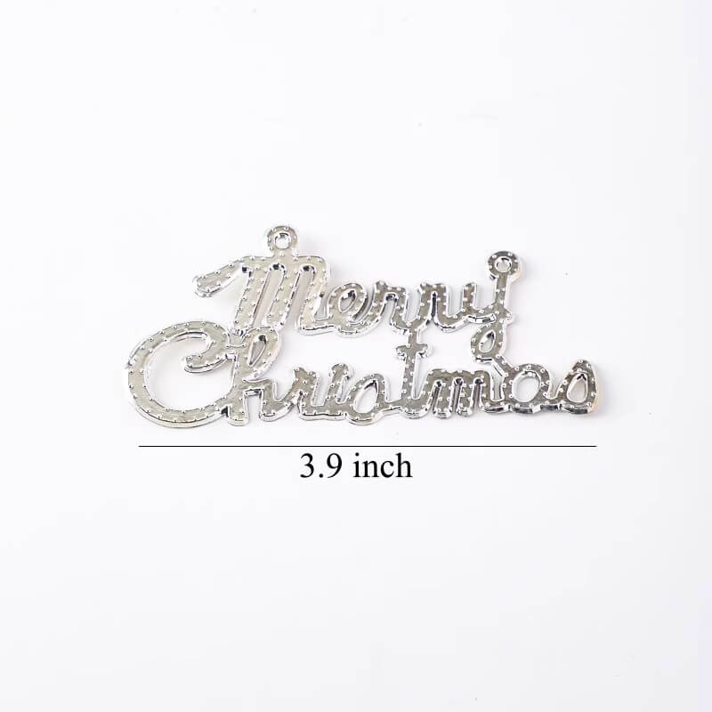 Christmas Floral Supplies for Fresh Flowers Merry Christmas Script Ornaments for Bouquet Wrapping, Gold & Silver Floral Arrangement Supplies, 3.9 Inch - 10 Pcs