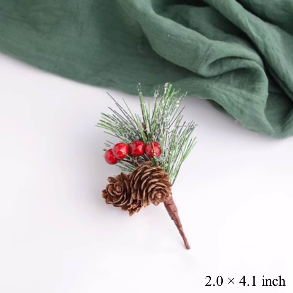 Artificial Christmas Picks With Berries Pinecone For Xmas Floral Arrangement Wreath Winter Holiday Crafts Decor, 5 Pcs