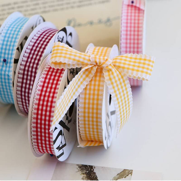 Gingham Plaid Flower Ribbon for Fresh Flowers, Korean Style Bouquet Wrapping Supplies for Mother's Day, 1 Inch x 15 Yards - 1 Roll