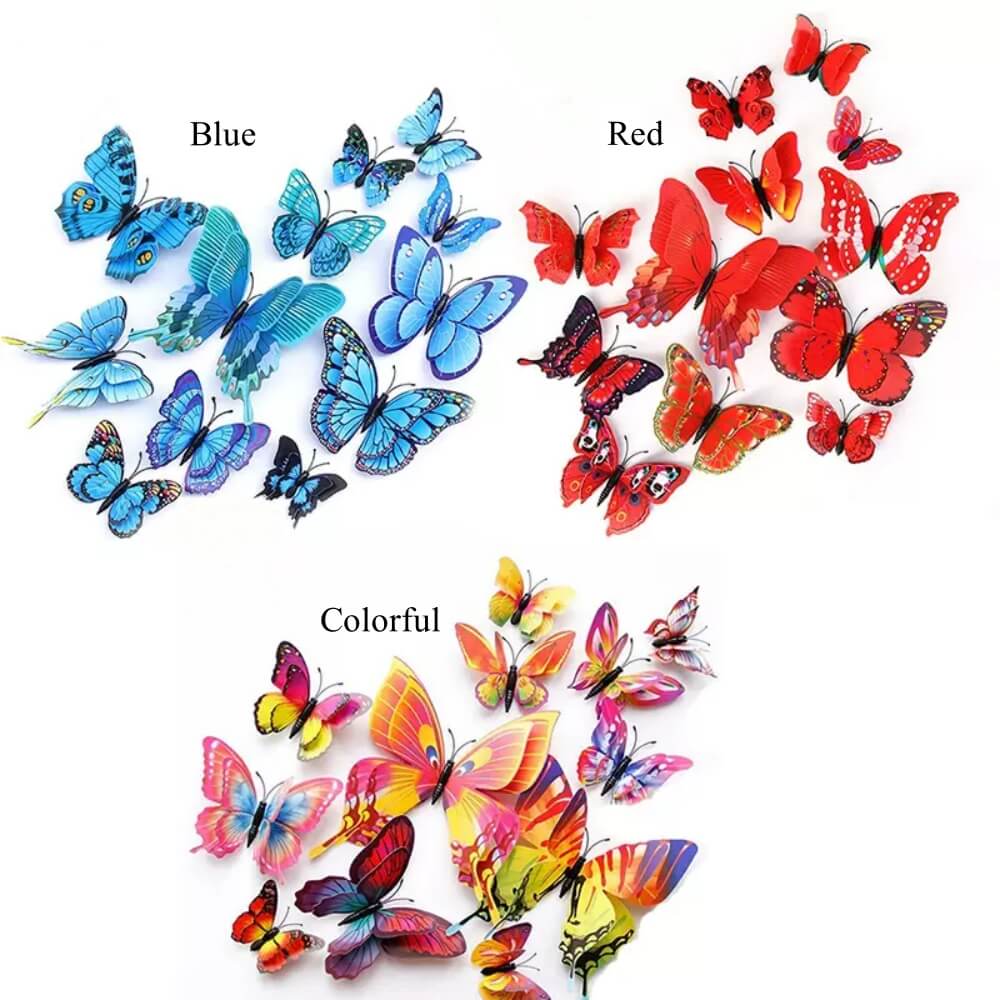 3D PVC Butterfly Stickers Flower Decorations for Florist Party Decorations with Foam Adhesive, 36 Pcs