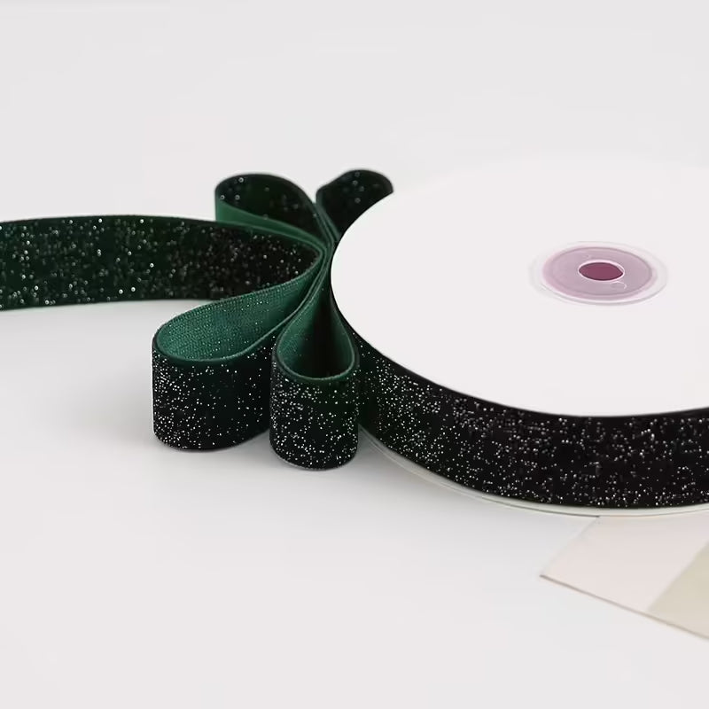 Glitter Flocked Floral Supplies for Fresh Flowers Flower Ribbon for Florist Supplies, 1.0 Inch × 5 Yards - 1 Roll