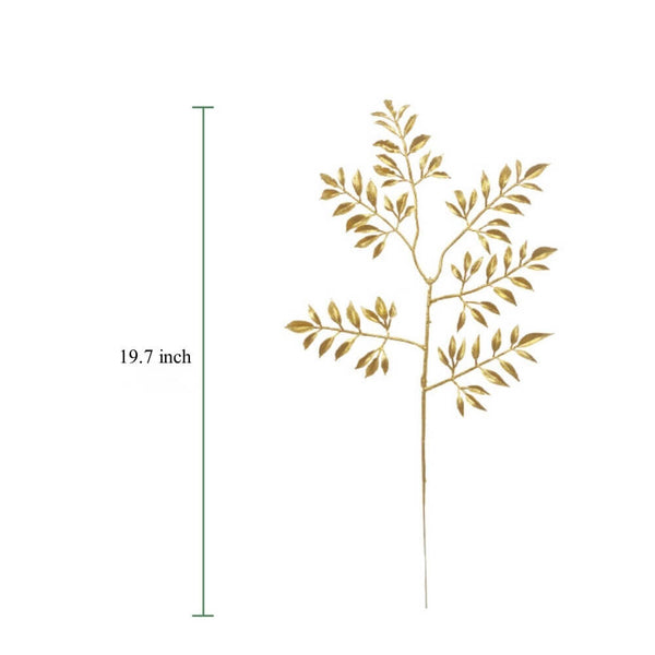 Artificial Christmas Gold Leaf Branches Picks for New Year's Floral Arrangements and Wedding Decor, 10 Pcs