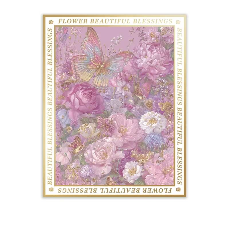 Golden Stamped Border Flower Wrapping Paper Waterproof Bouquet Wrapping Paper, 15.0 x 19.7 Inches - 10 Sheets