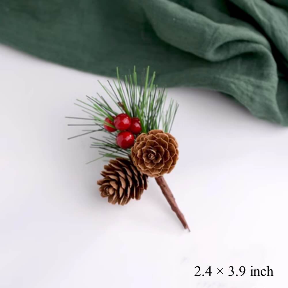 Artificial Christmas Picks With Berries Pinecone For Xmas Floral Arrangement Wreath Winter Holiday Crafts Decor, 5 Pcs