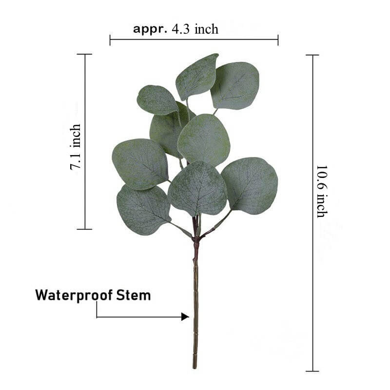 Artificial Eucalyptus Short Stems for Floral Arrangement Decor, 10 Pcs