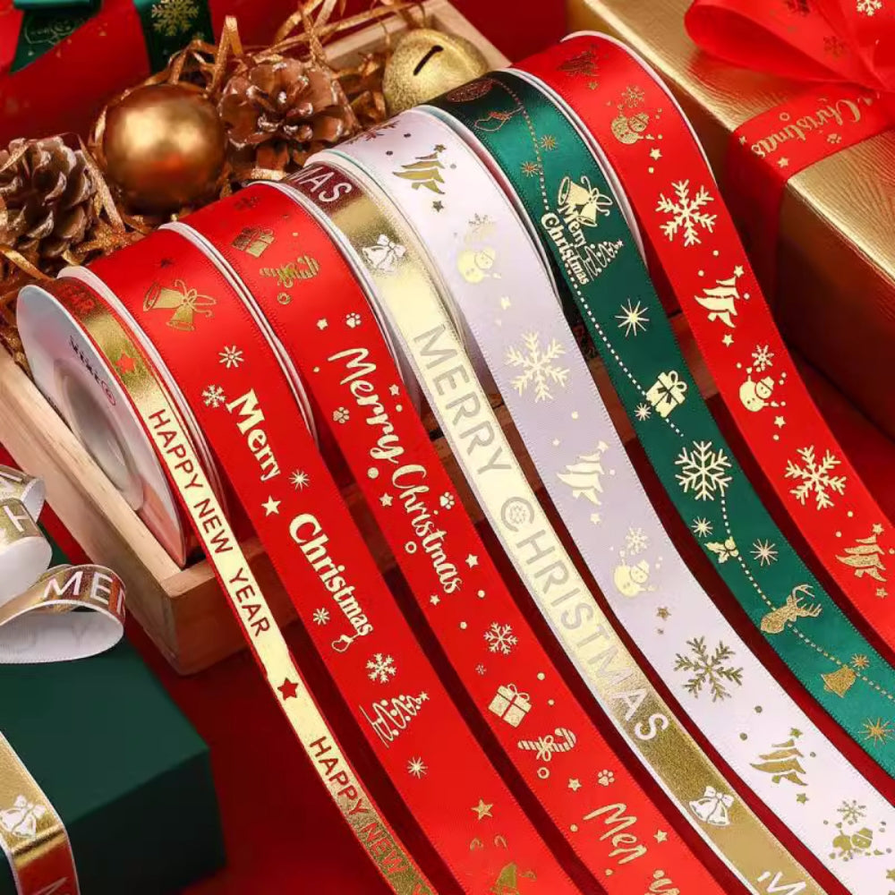 Christmas Ribbon Gift Wrapping Satin Ribbon for Flower Wreaths Decorat ...
