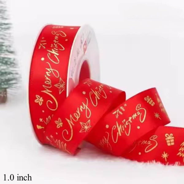  Meseey Merry Christmas Ribbon 10 Yards 1Inch Wide Red Satin  Ribbons with Gold Printed Gift Ribbon for Craft Packing, Gift Wrapping, DIY  Craft, Christmas Party Supplies : Health & Household