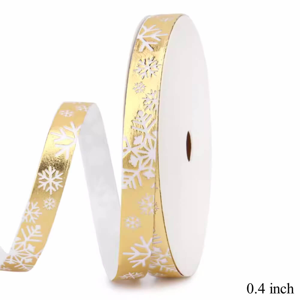 Golden Christmas Satin Ribbon Decorative Ribbon for Flower Gift Wrapping, 10 Yards - Roll