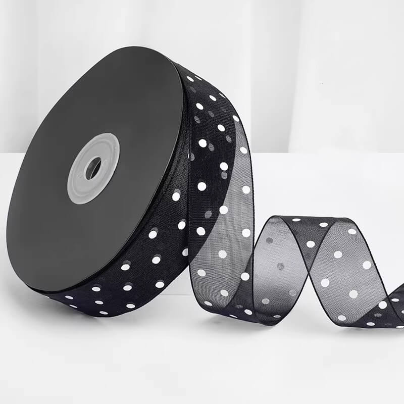 Polka dot ribbon Organza Gift Ribbon, 1 inch*49 yard, 1 Roll