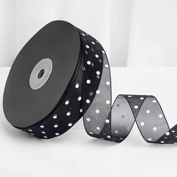 Polka dot ribbon Organza Gift Ribbon, 1 inch*30 yard, 1 Roll