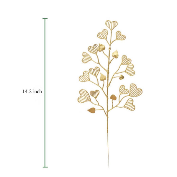 Artificial Christmas Gold Leaf Branches Picks for New Year's Floral Arrangements and Wedding Decor, 10 Pcs