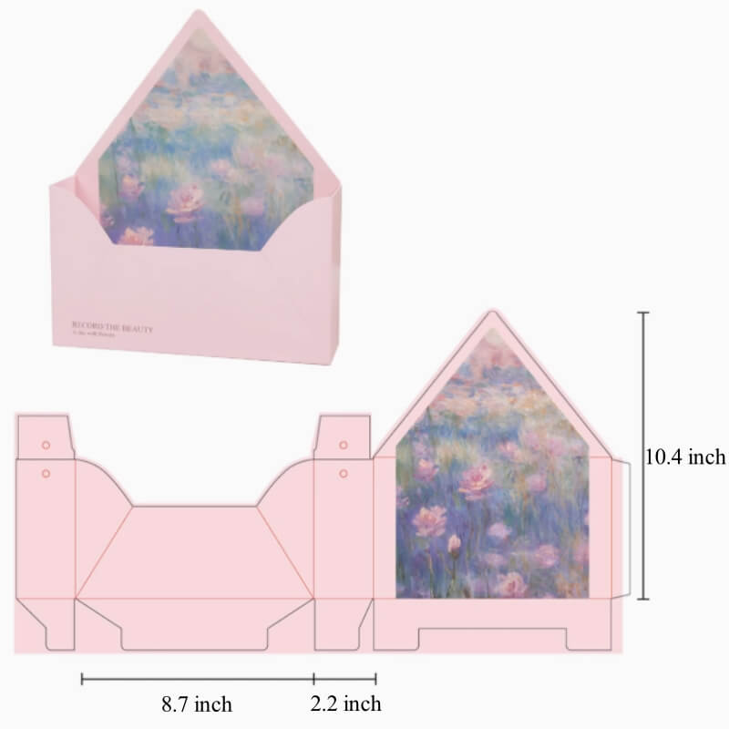 Envelope Flower Box for Florist Gift Arrangements on Weddings, Valentine’s Day, 8.7 x 2.2 x 10.4 Inches - 5 Counts