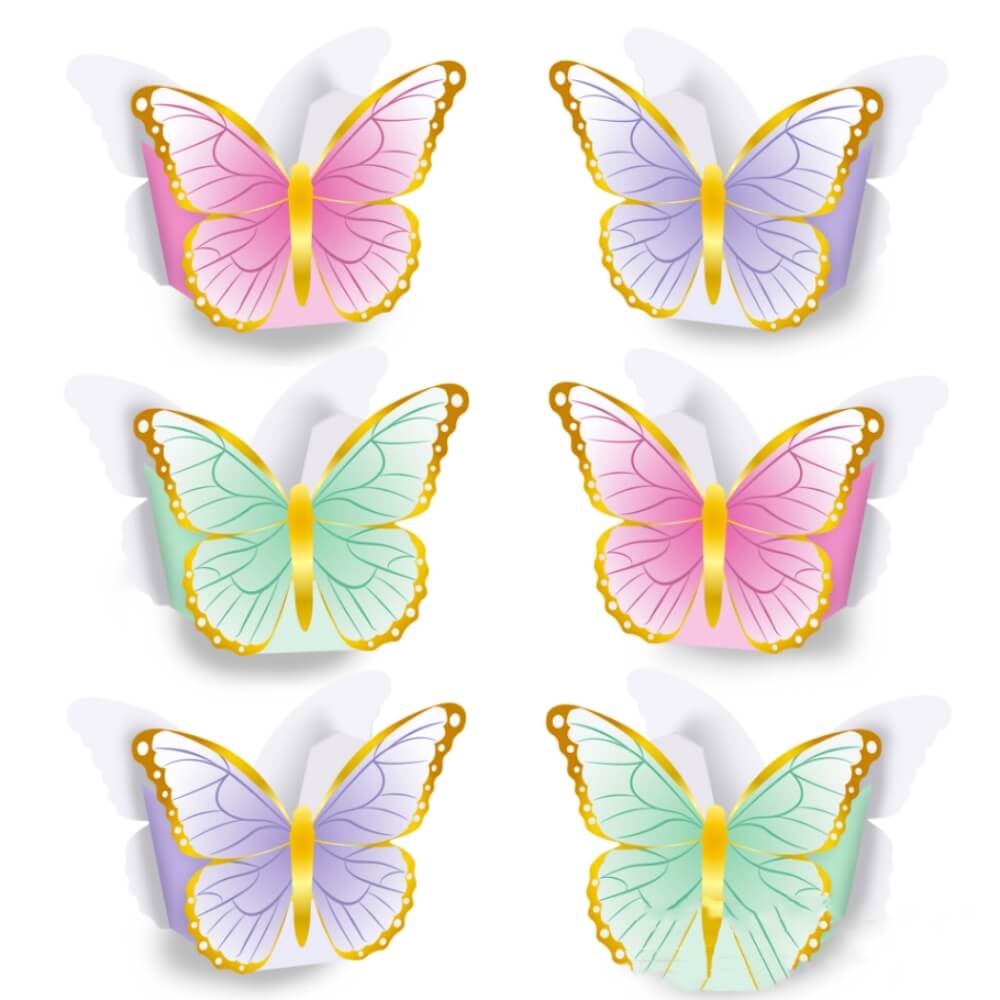 Butterfly Flower Cardboard Box For Party Florist Arrangement Decoration, 12 Counts
