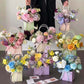 Waterproof Handheld Flower Wrapping Bags with Diamond Grid Pattern and Macaron Candy Colors, Set of 5