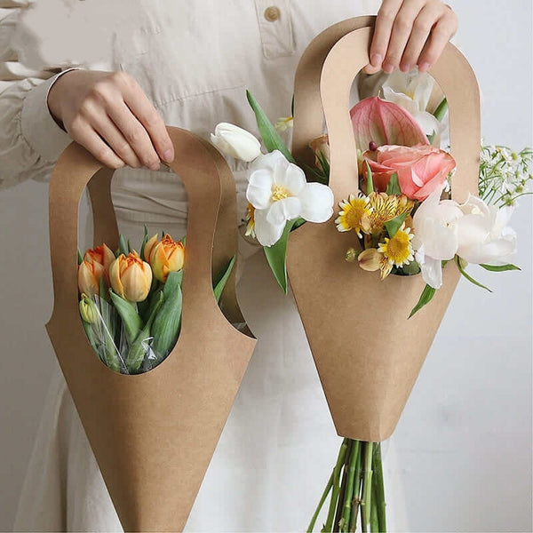 Handled Craft Paper Flower Bags for Flowers|BBJ WRAPS