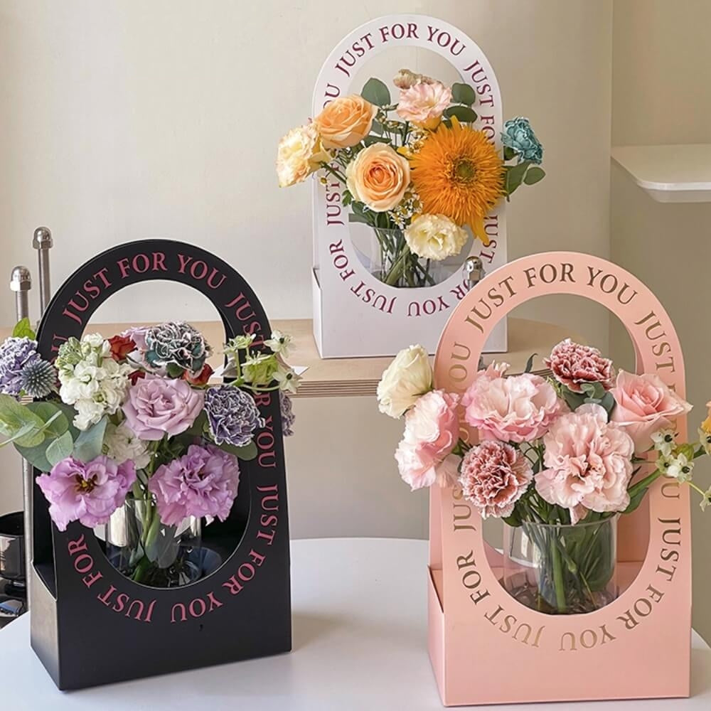 Flower Bag Rack Convenient and Stylish Bouquet Bags with Handles | BBJ WRAPS
